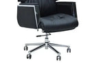Load image into Gallery viewer, Black leather elegance executive office chair with high back chrome base and wheels for office use