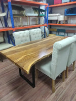 Load image into Gallery viewer, Elegant Acacia Wood & Wrought Iron Vintage Dining Table