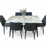 Load image into Gallery viewer, Elegant Modern 6 Seater Dining Table Set With Marble Top (Grey)