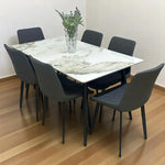 Load image into Gallery viewer, Elegant Modern 6 Seater Dining Table Set With Marble Top (Grey)