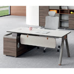 Load image into Gallery viewer, Elegant Office Table With Storage Cabinets - White & Brown-GCC Home Center