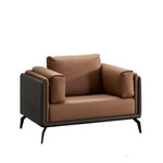 Load image into Gallery viewer, Elegant PU Leather Office Sofa Cushioned With Metal Legs - Brown-GCC Home Center