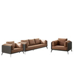 Load image into Gallery viewer, Elegant PU Leather Office Sofa Cushioned With Metal Legs - Brown-GCC Home Center