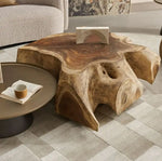 Load image into Gallery viewer, Elegant Square Coffee Table β Natural Parota Wood with Wheels