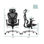 Load image into Gallery viewer, Ergonomic Black Mesh Office Chair with Adjustable Armrests & Lumbar Support β Tilt Function, Breathable Cushion, 1-Year Warranty-GCC Home Center