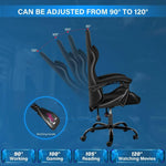 Load image into Gallery viewer, Ergonomic Gaming Chair with Adjustable Backrest & Lumbar Support - Large Leather Racing Chair, Charcoal Metal-GCC Home Center