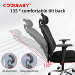 Load image into Gallery viewer, Ergonomic Office Chair – High Back Desk Chair with Adjustable Lumbar Support, 3D Metal Headrest and Armrests – 130° Computer Chair Mesh Rocking Chair, Black-GCC Home Center
