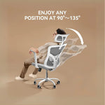 Load image into Gallery viewer, Ergonomic White Office Chair with Adjustable Lumbar Support & Breathable Mesh - Comfortable High-Back Desk Chair for Home & Office-GCC Home Center