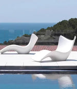 Load image into Gallery viewer, Fiberglass Outdoor Sunlounger 200cm – Waterproof & Sunproof Poolside Lounge Chair with Ergonomic Backrest, White