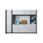 Load image into Gallery viewer, File Cabinet With 3-Shelves, 4-Door Cupboard And 2-Upper Cupboard, Elegant Glossy White Finish-GCC Home Center