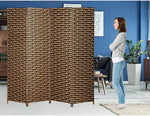 Load image into Gallery viewer, Foldable Hand-Woven Room Divider – 4 Panel Rattan Partition Screen, 200 x 180 cm – Privacy Separator for Bedroom, Office, Living Room, Hotel