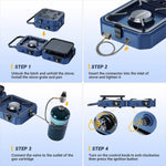 Load image into Gallery viewer, Folding Camping Stove, 2 Burner Propane Stove, Outdoor Gas Stove With Griddle Pan, Portable Folding Camp Stove with Push-Button Instant Ignition