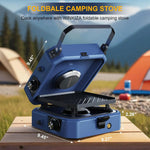 Load image into Gallery viewer, Folding Camping Stove, 2 Burner Propane Stove, Outdoor Gas Stove With Griddle Pan, Portable Folding Camp Stove with Push-Button Instant Ignition