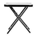 Load image into Gallery viewer, Folding Drinks Side Table, Outdoor Garden Table, Small Square Patio Table - Black with Tempered Glass Top-GCC Home Center