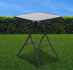 Load image into Gallery viewer, Folding Drinks Side Table, Outdoor Garden Table, Small Square Patio Table - Black with Tempered Glass Top-GCC Home Center