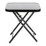 Load image into Gallery viewer, Folding Drinks Side Table, Outdoor Garden Table, Small Square Patio Table - Black with Tempered Glass Top-GCC Home Center