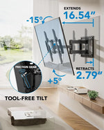 Load image into Gallery viewer, Full Motion TV Wall Mount for 42-85 inch Flat Screen LED TVs up to 132lbs, TV Mount Double Arm Tilt+5~-15° & Swivel ±45°, Max VESA 600x400mm, PILF12