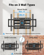 Load image into Gallery viewer, Full Motion TV Wall Mount for 42-85 inch Flat Screen LED TVs up to 132lbs, TV Mount Double Arm Tilt+5~-15° & Swivel ±45°, Max VESA 600x400mm, PILF12