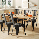 Load image into Gallery viewer, Furmax Indoor-Outdoor Use Stackable Classic Trattoria Chic Dining Bistro Cafe Side Metal Chairs Set of 4 (Black)