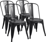 Load image into Gallery viewer, Furmax Indoor-Outdoor Use Stackable Classic Trattoria Chic Dining Bistro Cafe Side Metal Chairs Set of 4 (Black)
