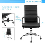 Load image into Gallery viewer, Furmax Ribbed Office Desk Mid-Back Pu Leather Executive Conference Task Adjustable Swivel Chair With Arms, Black