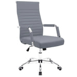 Load image into Gallery viewer, Furmax Ribbed Office Desk Mid-Back Pu Leather Executive Conference Task Adjustable Swivel Chair With Arms, Black