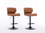 Load image into Gallery viewer, Urban Home Furniture Harvey Adjustable Bar Stools with Low Back, Swivel Medium Brown Faux Leather Bar Chairs for Kitchen/Island, Set of 2, Barstools for Kitchen Counter, Vintage Medium Brown