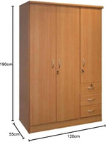 Load image into Gallery viewer, Galaxy Design Three Door Wooden Cupboard With 3 Drawer Beige Color - Size ( L x W x H ) 150 x 55 x 185 cm Model - GDF633.-GCC Home Center