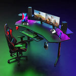 Load image into Gallery viewer, Gaming Desk Table With light, Computer Desk, Cup Holder and Headphone Hook Gamer Workstation Game Table-GCC Home Center
