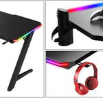 Load image into Gallery viewer, Gaming Desk Table With light, Computer Desk, Cup Holder and Headphone Hook Gamer Workstation Game Table-GCC Home Center