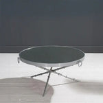 Load image into Gallery viewer, Grey Mirrored Tripod Chopstick Base Round Coffee Table