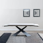 Load image into Gallery viewer, Hayden White Ceramic 4-8 Seater Extending Dining Table with Black Cross Base-GCC Home Center