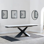 Load image into Gallery viewer, Hayden White Ceramic 4-8 Seater Extending Dining Table with Black Cross Base-GCC Home Center