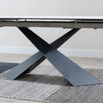 Load image into Gallery viewer, Hayden White Ceramic 4-8 Seater Extending Dining Table with Black Cross Base-GCC Home Center