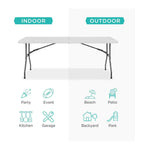 Load image into Gallery viewer, Heavy-Duty 6ft Folding Table with Sturdy Metal Frame & Portable Design - Perfect for Indoor/Outdoor Events-GCC Home Center
