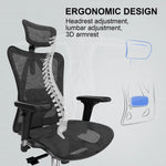 Load image into Gallery viewer, High Back Ergonomic Mesh Chair with 3D Armrests and Lumbar Support, Adjustable Height, with Caster Wheel (Black)-GCC Home Center