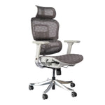 Load image into Gallery viewer, High back medicate design office chair with dark gray mesh, light gray plastic arms, and silver caster wheels
