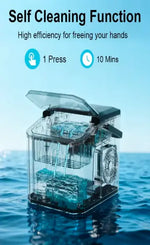 Load image into Gallery viewer, Ice Maker Countertop, Self Cleaning Ice Machine with Handle, Ice Scoop and Basket, 9 Ice Cubes Ready in 6 Mins, 2 Sizes of Ice Cubes, Low voice, Ice Maker for Home, Kitchen, Office, Party, Black