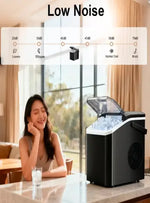 Load image into Gallery viewer, Ice Maker Countertop, Self Cleaning Ice Machine with Handle, Ice Scoop and Basket, 9 Ice Cubes Ready in 6 Mins, 2 Sizes of Ice Cubes, Low voice, Ice Maker for Home, Kitchen, Office, Party, Black