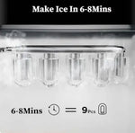 Load image into Gallery viewer, Ice Maker for Home Kitchen Office Party, Stainless Steel, Silver, 12kg/24H Output with 2 Ice Sizes 9 Cubes in 8 Mins