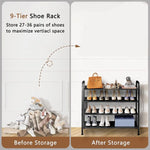 Load image into Gallery viewer, INFOSUN Shoe Rack, Shoes Cabinet Organizer, 4-Tier Shoe Storage with 3 Mesh Shelves, Multi-Function Organizer, Boots Storage Shelf Modern House Furniture Home for Entryway Hallway (Black, 4 Tier)