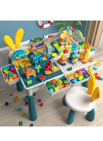 Load image into Gallery viewer, Kids Multi-Functional Building Block Table and 2 Chairs Set,Activity Table with 502 Pcs Building Blocks, Water/Sand/Play/Dinning Table for Toddlers