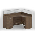 Load image into Gallery viewer, L-Shape Corner Workstation, Office Desk with Side Drawers - Brown-GCC Home Center