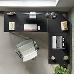 Load image into Gallery viewer, L Shaped Computer Desk, 150 cm Industrial Office Desk with Storage Shelves - Black