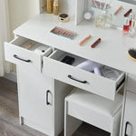 Load image into Gallery viewer, Large Vanity Desk with Lighted Mirror, Modern Vanity Set with 3 Drawers and 2 Storage Shelves-GCC Home Center