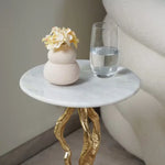 Load image into Gallery viewer, Luxurious Round Accent Table β White Marble Top with Gold Metal Base