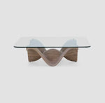Load image into Gallery viewer, Luxury Coffee Table β Tempered Glass Top with Solid Wood Base
