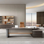Load image into Gallery viewer, Luxury Executive Office Table With Elegant Brown Finish For Modern Office-GCC Home Center