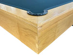 Load image into Gallery viewer, Luxury handicraft 8ft pool table corner in natural oak with dark green felt and black metal drop pocket