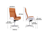 Load image into Gallery viewer, Luxury high back executive office chair with tan leather seat and backrest white plastic frame and chrome base